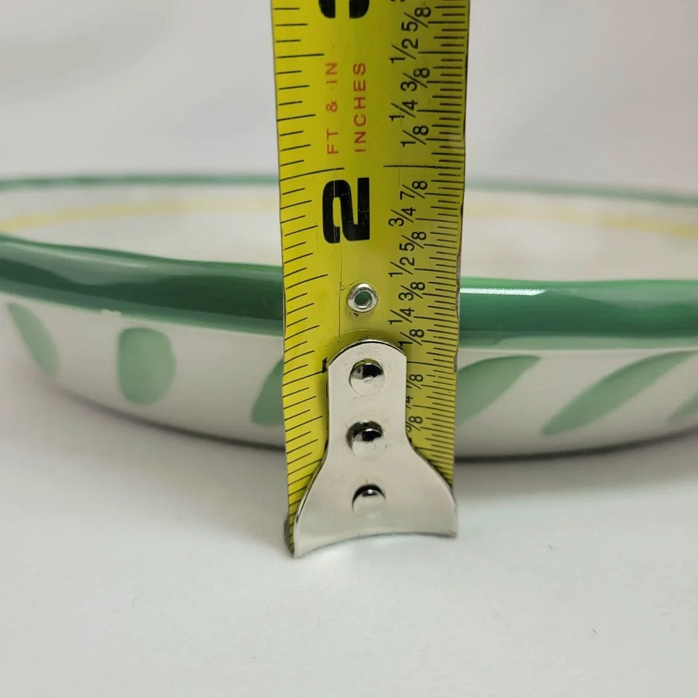 Williams-Sonoma Lemon Ceramic Pie Plate Green Rim 10 inch